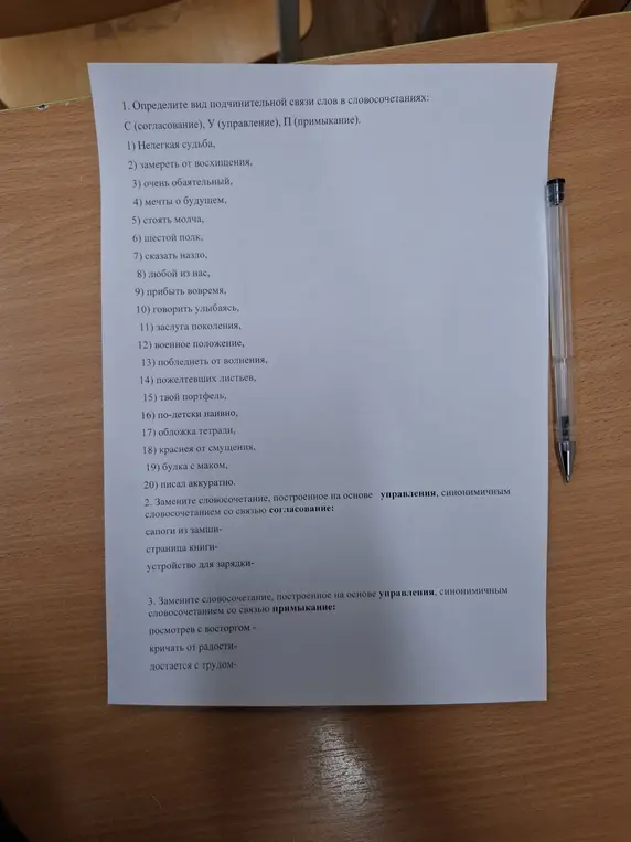 Определи вид подчинительной связи слов в словосочетании 'Нелегкая судьба'