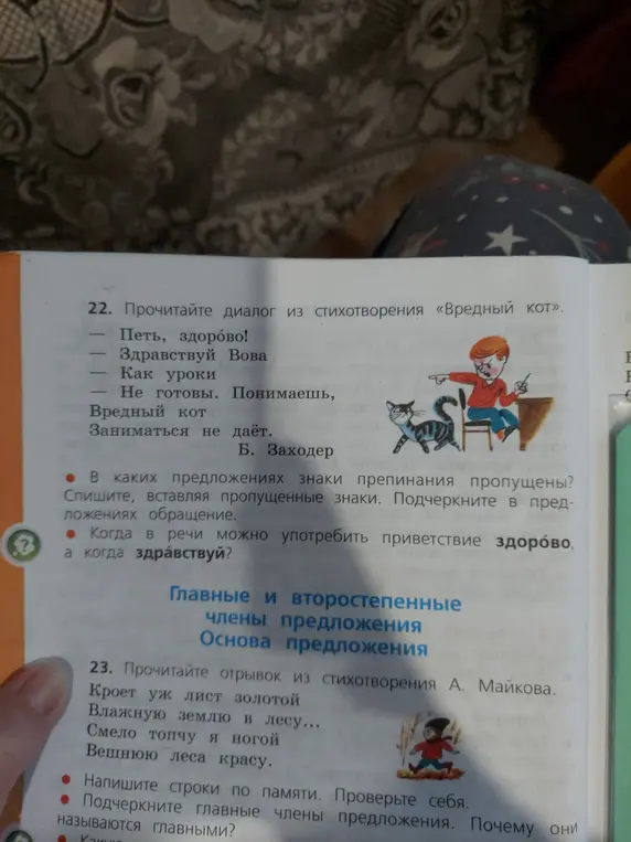 В каких предложениях из стихотворения «Вредный кот» знаки препинания пропущены?