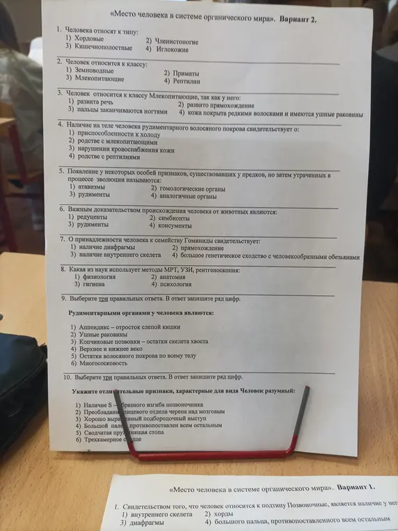 Можешь ли ты помочь мне ответить на вопросы по биологии в тесте «Место человека в системе органического мира»?