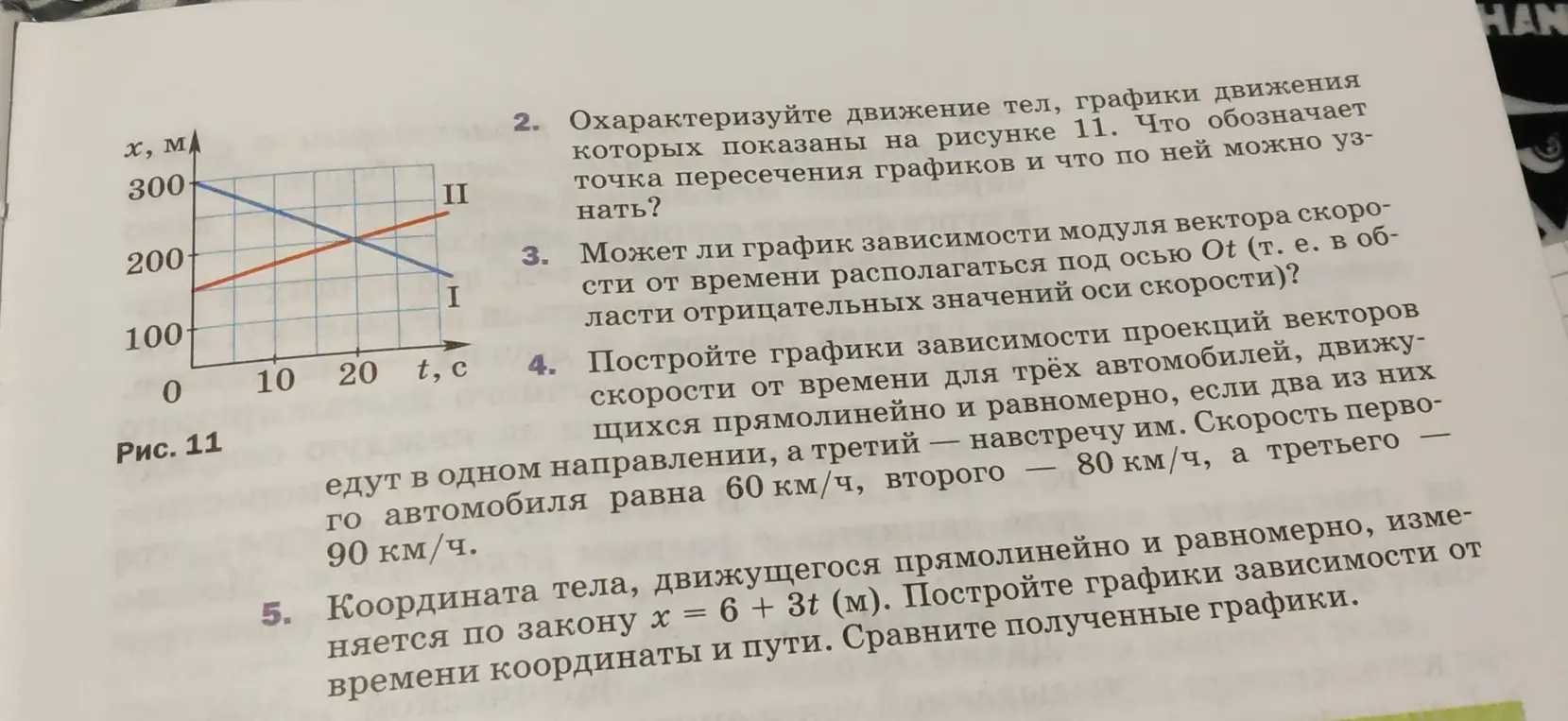 Охарактеризуй движение тел, графики движения которых показаны на рисунке 11.