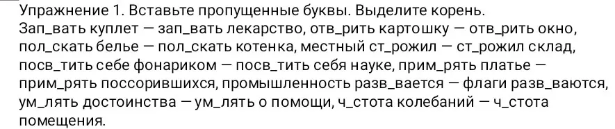Вставь пропущенные буквы и выдели корень в словах: Зап_вать куплет