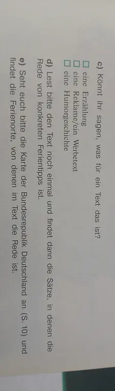 Выполни задание c) Könnt ihr sagen, was für ein Text das ist?