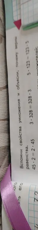 Объясни, почему верны равенства 45*2 = 2*45, 3*328 = 328*3, 5*123 = 123*5