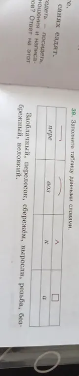 Помоги заполнить таблицу данными словами