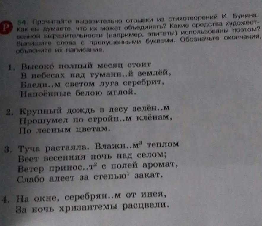 Заполни пропущенные буквы в словах и обозначь окончания в упражнении по русскому языку