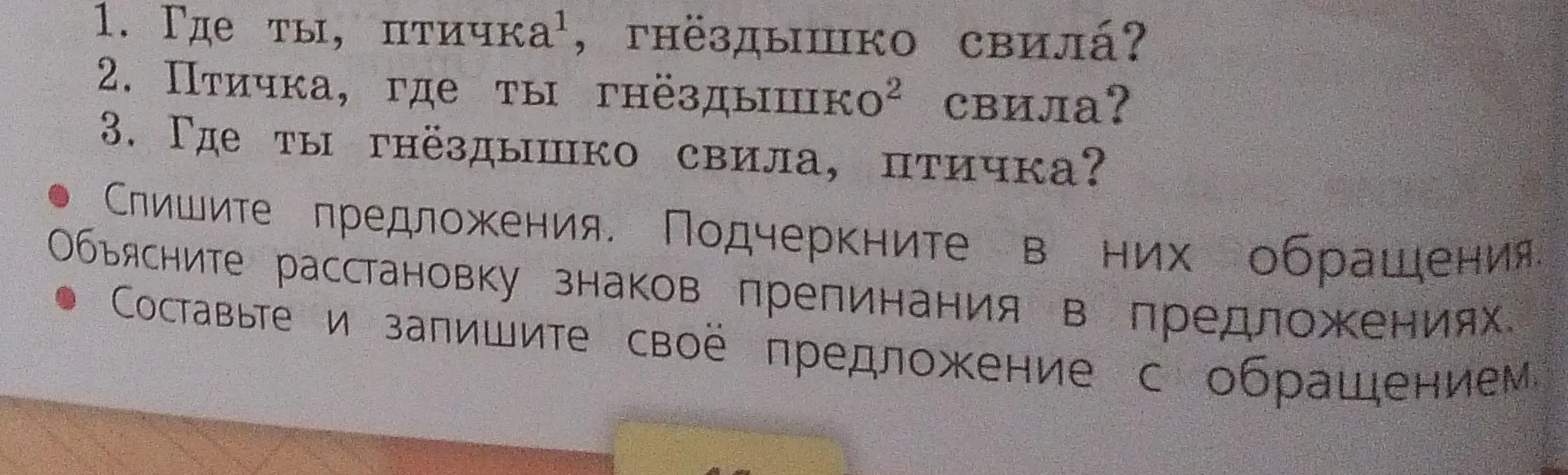 Объясни, как подчеркнуть обращения и расставить знаки препинания в предложениях.