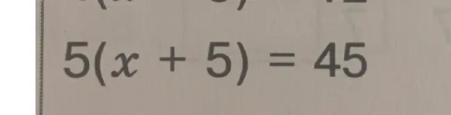 Реши уравнение 5(x + 5) = 45