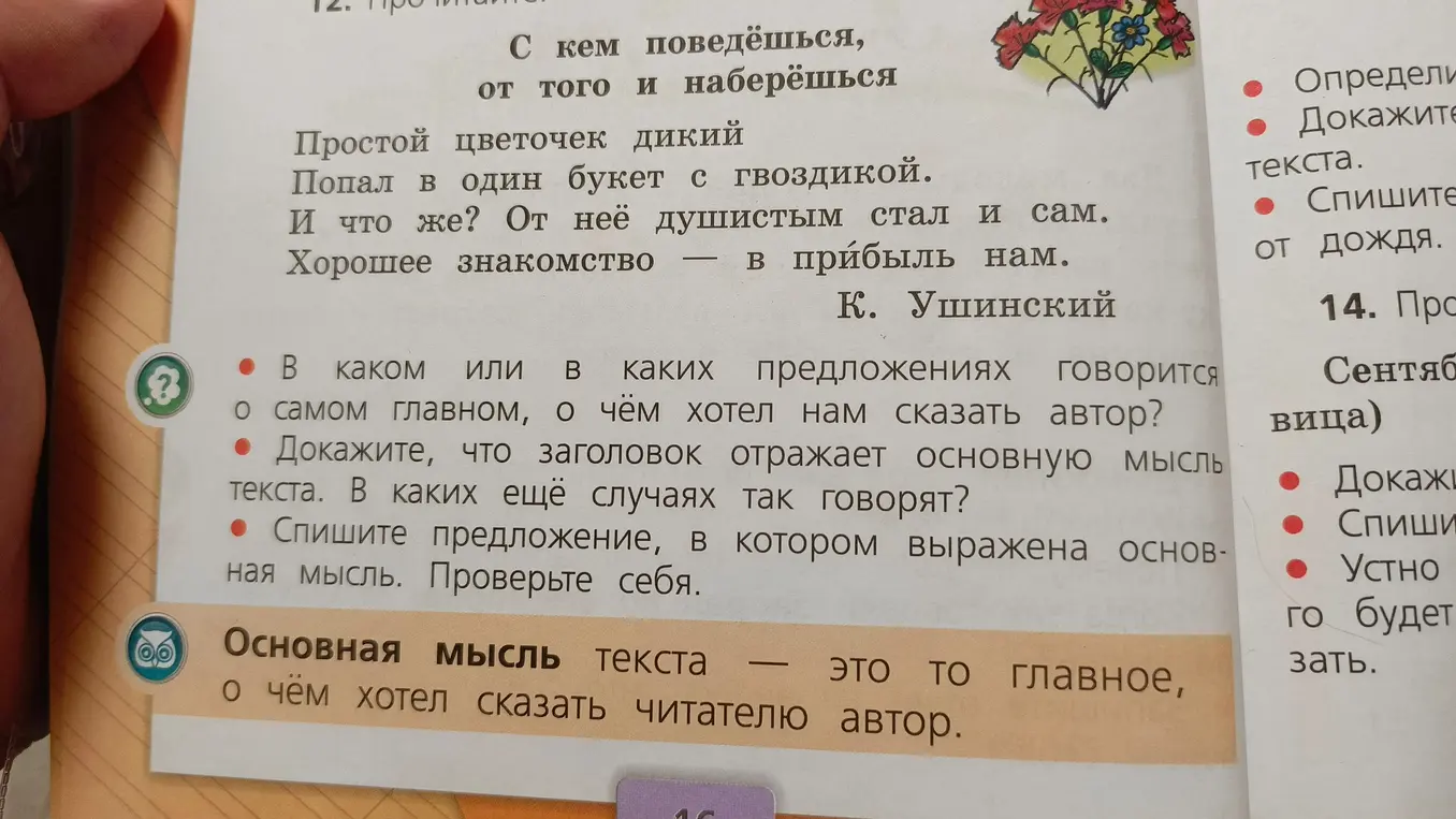 В каком или в каких предложениях говорится о самом главном, о чём хотел нам сказать автор?