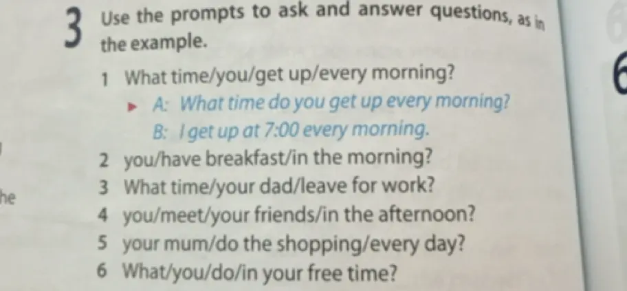 Составь вопросы и ответы, используя образец: you/have breakfast/in the morning?