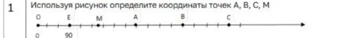 Помоги мне, пожалуйста, определить координаты точек A, B, C, M, используя рисунок