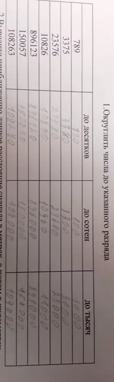 Объясни, как округлить числа 789, 3375, 23576, 10826, 896123, 150057, 108263 до указанного разряда