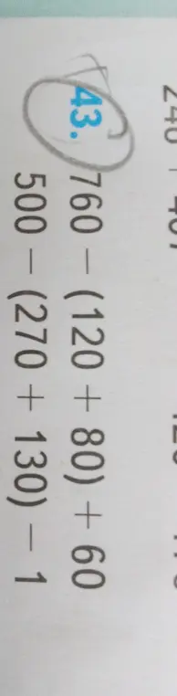 Вычисли значение выражения 760-(120+80)+60+500-(270+130)-1