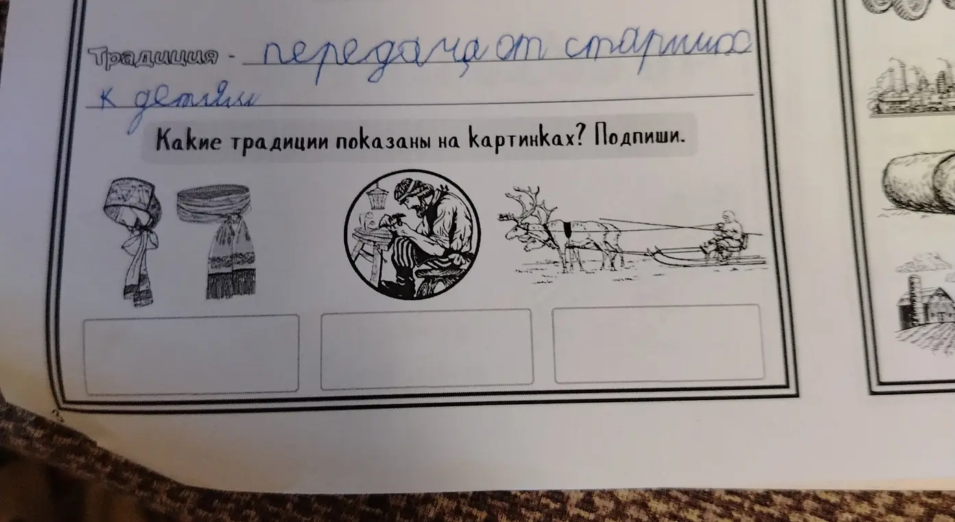 Какие традиции показаны на картинках? Подпиши.