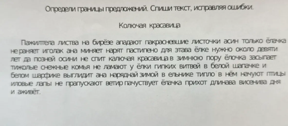 Определи границы предложений и исправь ошибки в тексте.