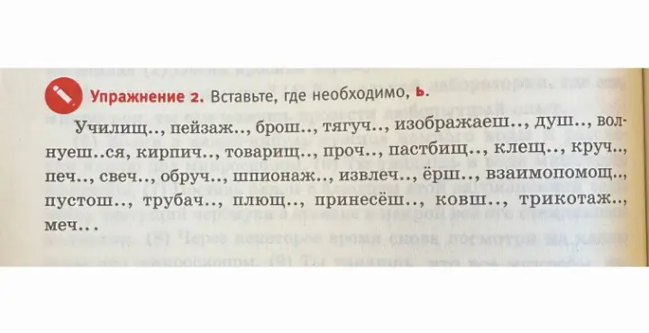 Ты просишь вставить, где необходимо, Ь в слова: Училищ, пейзаж, брош...