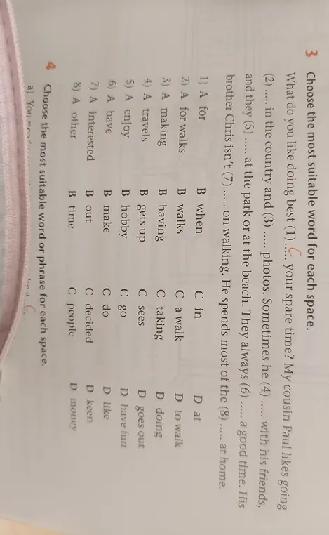 Выбери наиболее подходящее слово для каждого пробела в номере 3