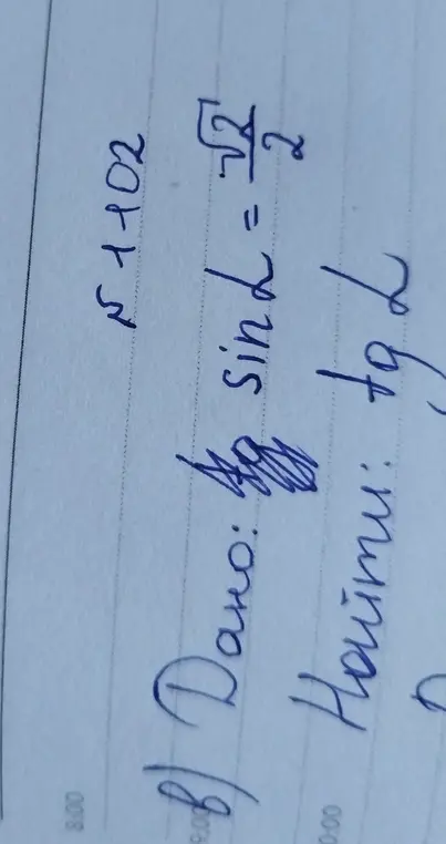 Найди значение tg α, если известно, что sin α = √2/2