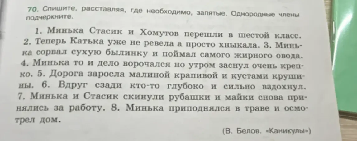 Помоги расставить знаки препинания и подчеркнуть однородные члены в предложениях