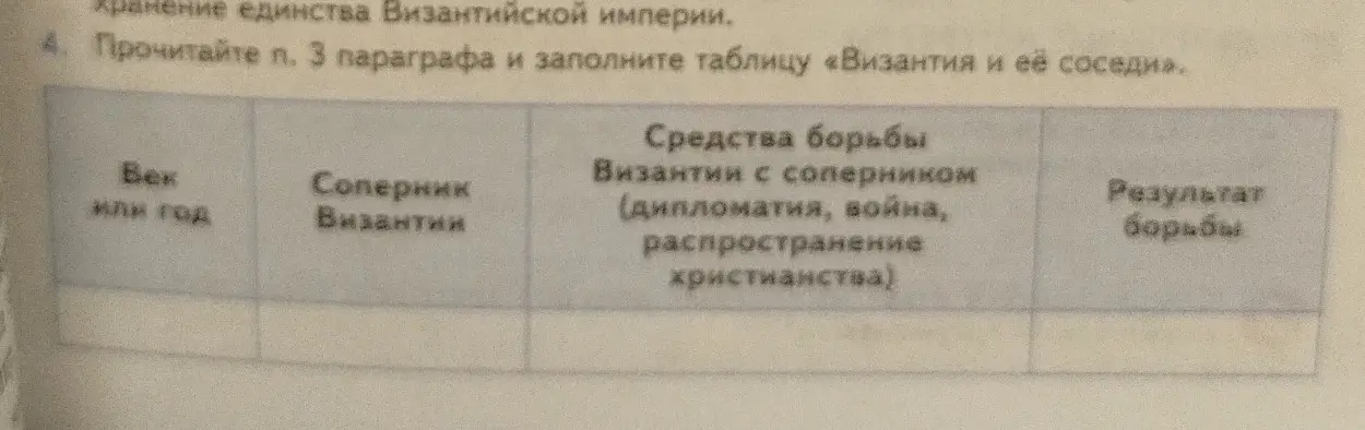 Ты просишь меня помочь тебе заполнить таблицу "Византия и её соседи".