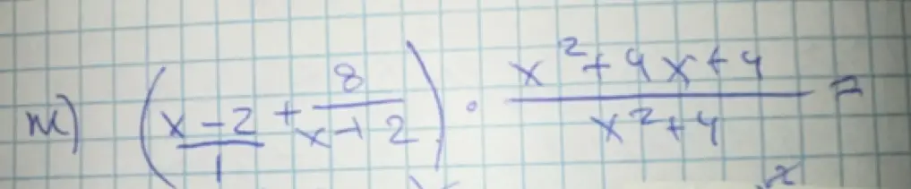 Вычисли выражение (x-2)/1 + 8/(x+2) * (x²+4x+4)/(x²+4)