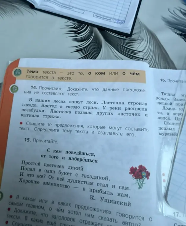 Выполни задания 14, 15, 16 из учебника русского языка