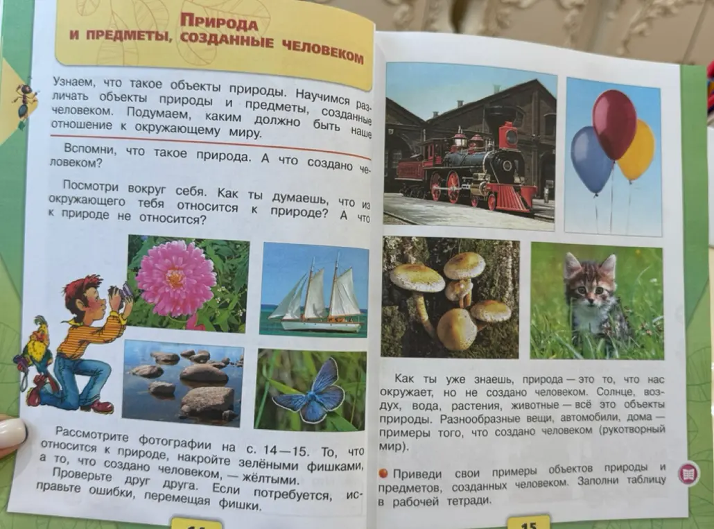 Определи, что из окружающего относится к природе, а что нет