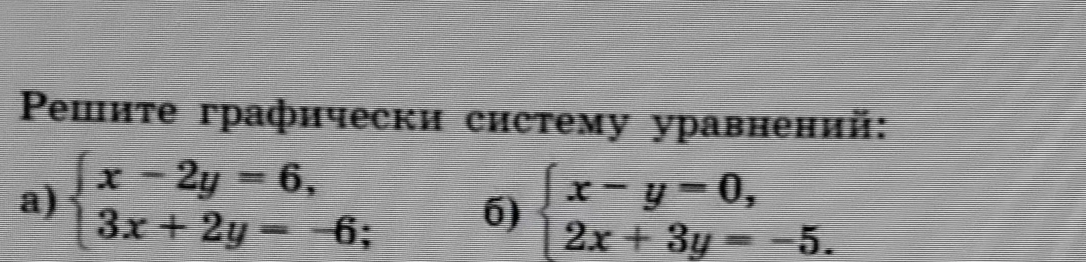 Можешь ли ты решить графически систему уравнений: x-2y=6, 3x+2y=6?
