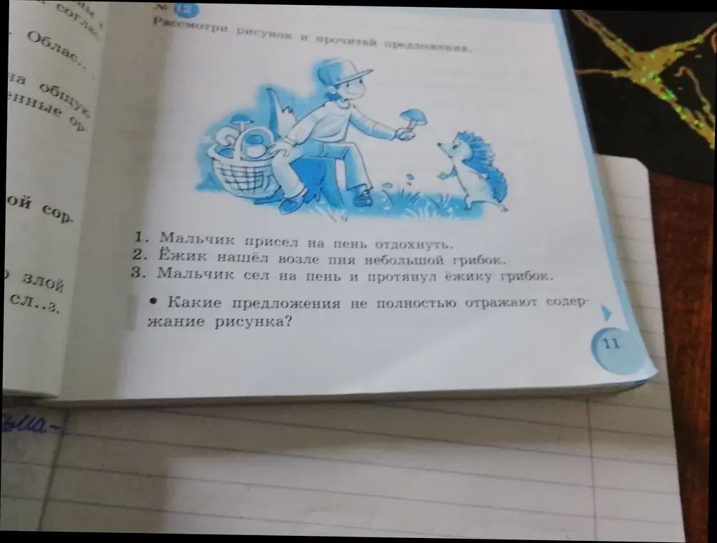 Определи, какие предложения не полностью отражают содержание рисунка