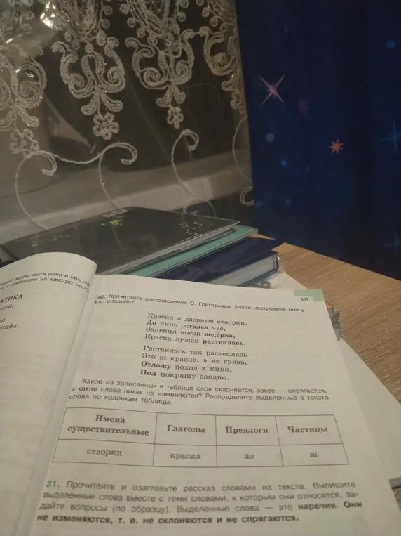 Распредели выделенные в тексте слова по колонкам таблицы