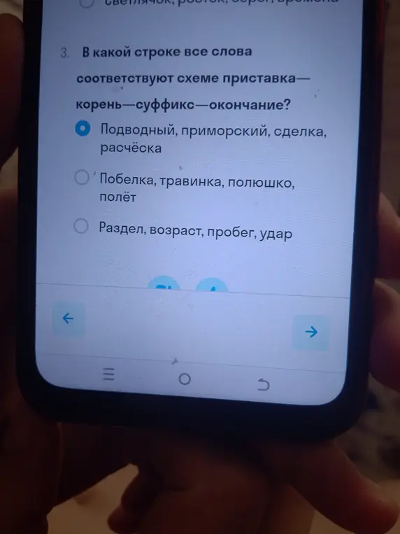 В какой строке все слова соответствуют схеме приставка — корень-суффикс — окончание?