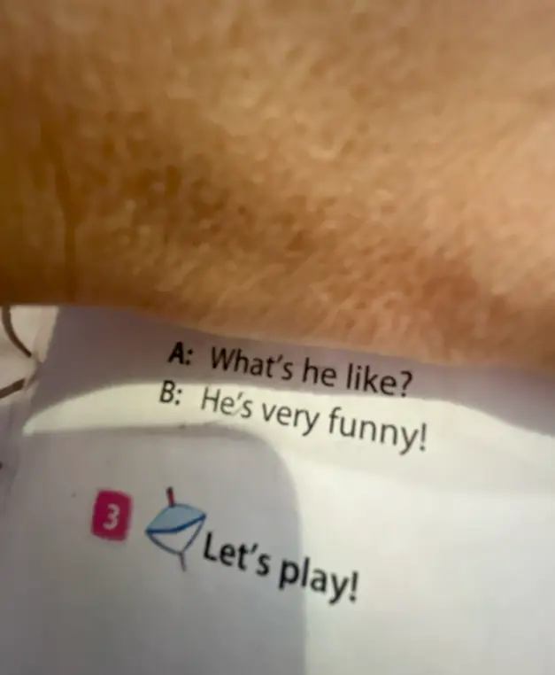 Переведи текст: A: What's he like? B: He's very funny! Let's play!