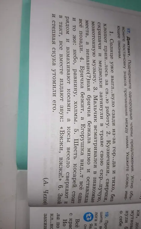 Подчеркни однородные члены предложения в диктанте и устно объясни постановку знаков препинания между ними. Укажи слово, имеющее омоним