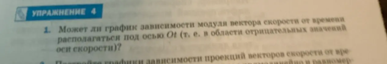 Можешь ли ты ответить, может ли график зависимости модуля вектора скорости от времени располагаться под осью Ot?
