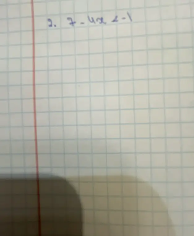 Реши неравенство 7 - 4x < -1