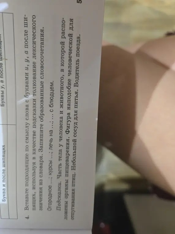 Подбери подходящие слова с буквами и, у, а после шипящих, используя толкование лексического значения из словаря для словосочетания "Огородное ..."