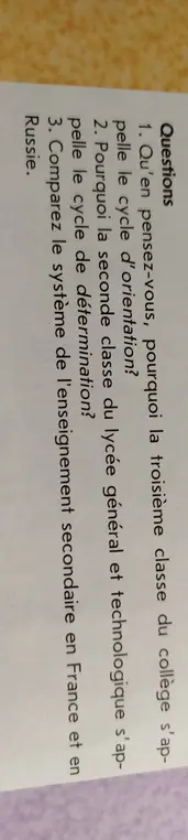 Qu'en pensez-vous, pourquoi la troisième classe du collège s'appelle le cycle d'orientation?
