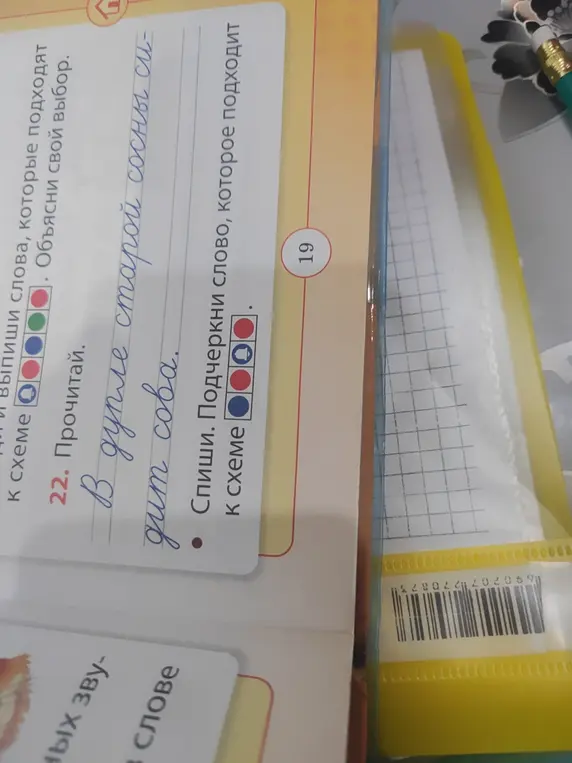 Ты просишь списать предложение и подчеркнуть слово, которое подходит к схеме "два слога, ударение на первый слог".