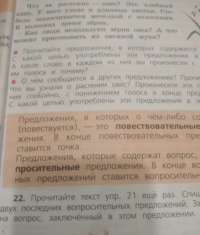 Помоги с упражнением: выпиши два последних вопросительных предложения и ответь на вопрос, заключенный в них