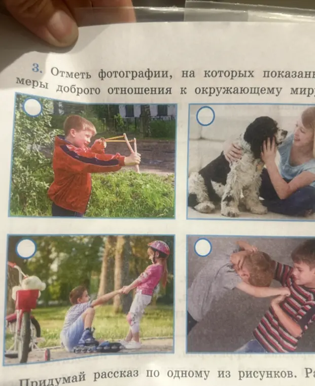 Отметь фотографии, на которых показаны меры доброго отношения к окружающему миру