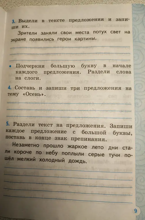 Выдели в тексте предложения и запиши их.