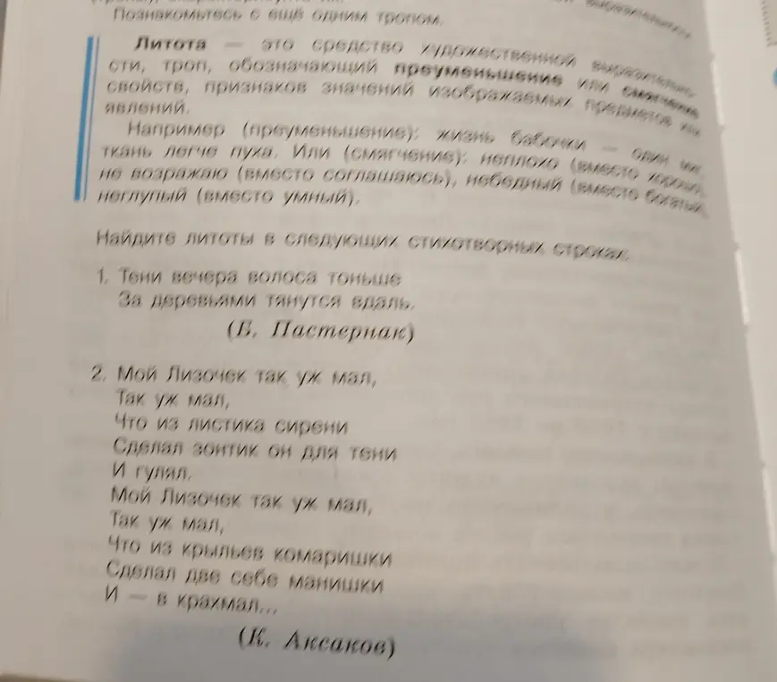 Как найти литоты в стихотворных строках?