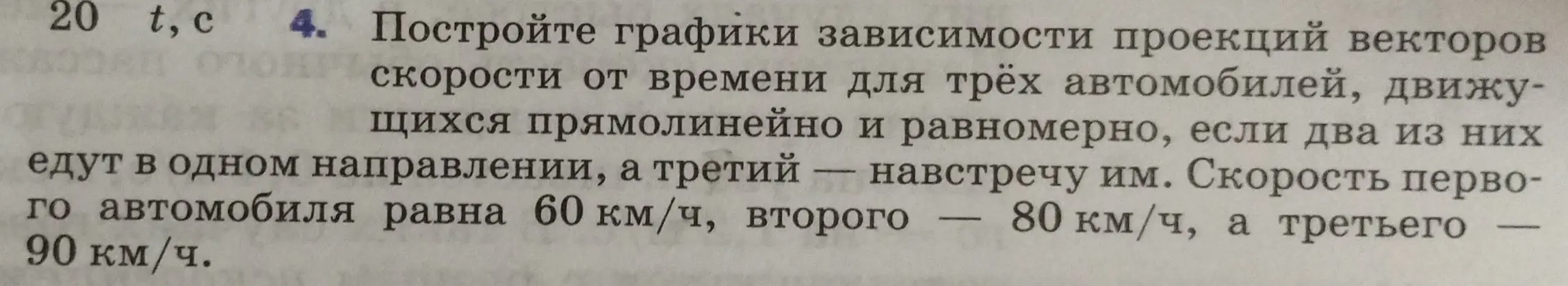 Можешь построить графики зависимости проекций векторов скорости от времени для трёх автомобилей?