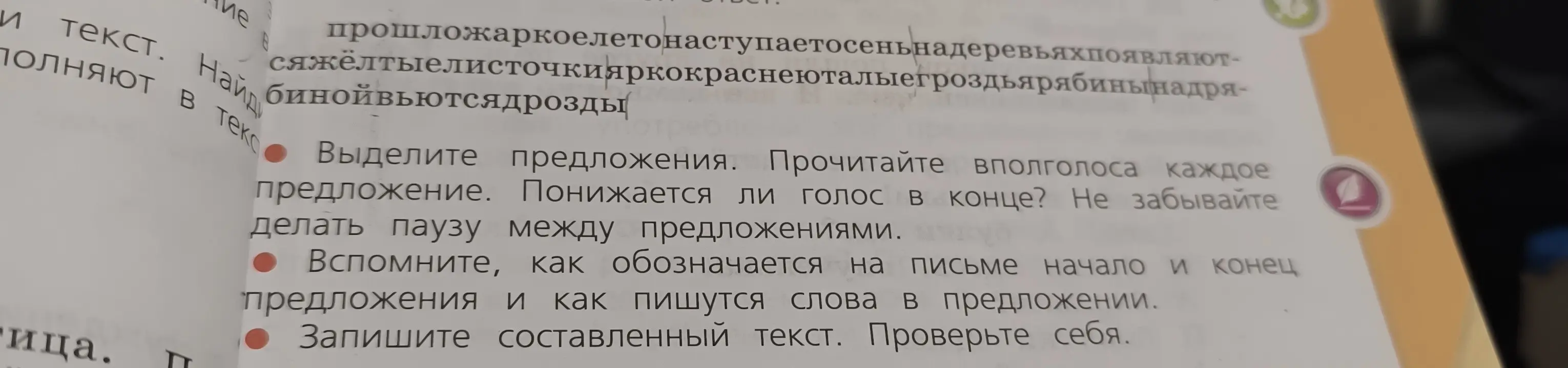 Выдели предложения в тексте.
