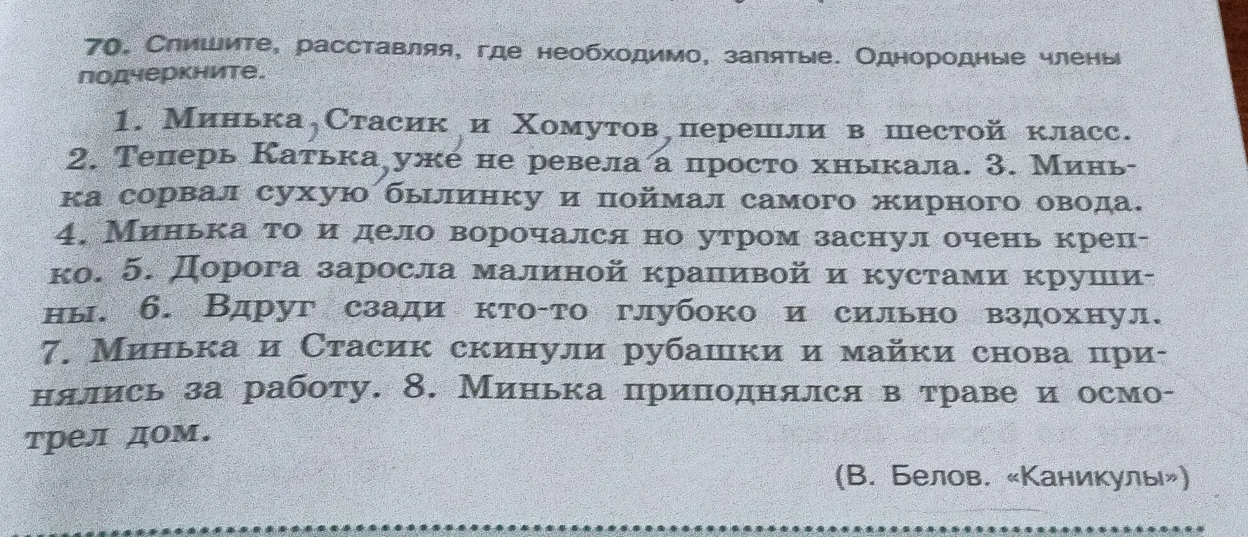 Помоги расставить запятые и подчеркнуть однородные члены в предложениях