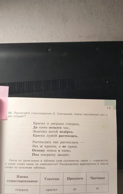 Прочитай стихотворение О. Григорьева. Какое настроение оно у тебя создаёт?