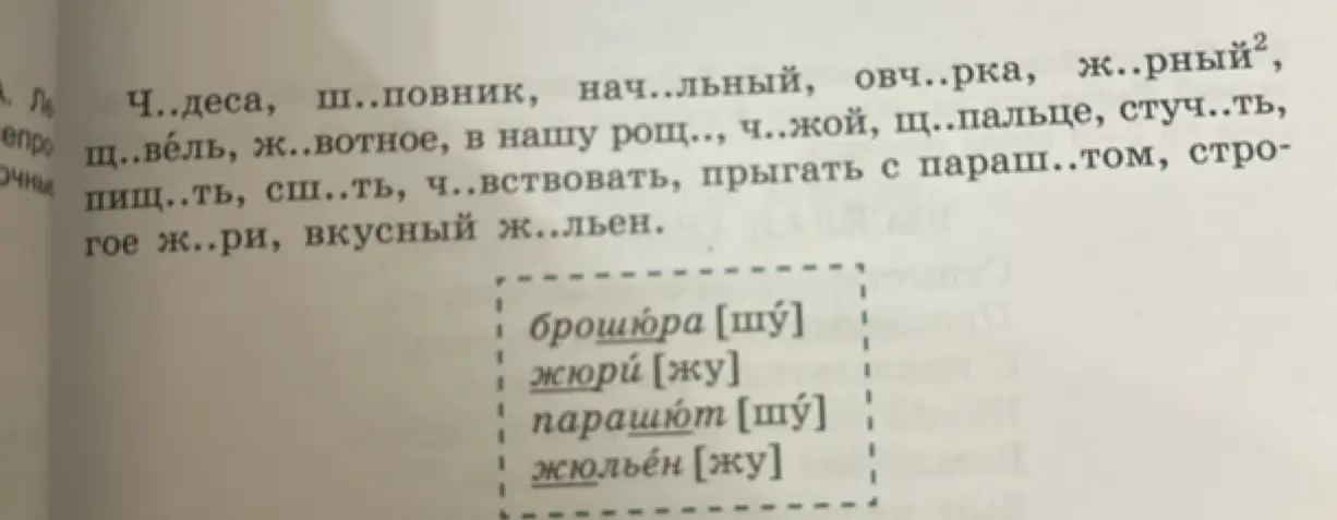 Ты просишь помочь вставить буквы «ч» или «щ», а также «ж» или «ш» в слова