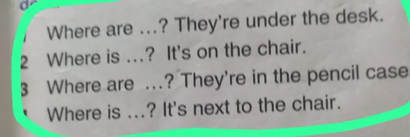 Ты можешь мне помочь вставить слова в предложения: 'Where are ...? They're under the desk.'?