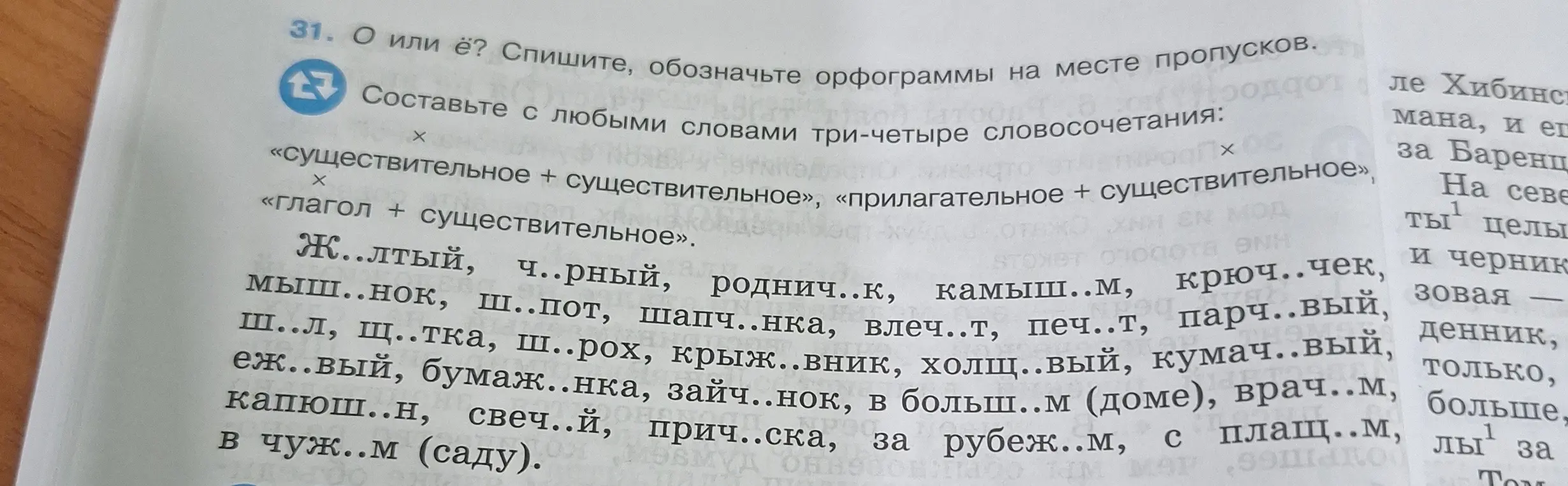 Определи, какую букву (О или Ё) нужно вставить в словах