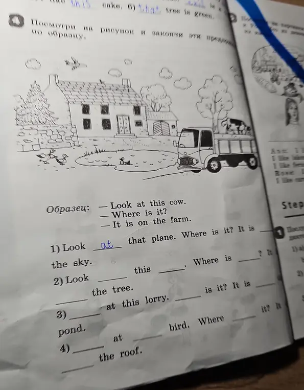 Заполни пропуски в предложениях: Look at that plane