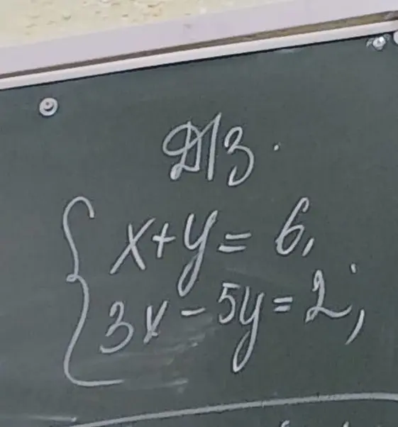 Предложи два способа решения системы уравнений: x + y = 6, 3x - 5y = 2